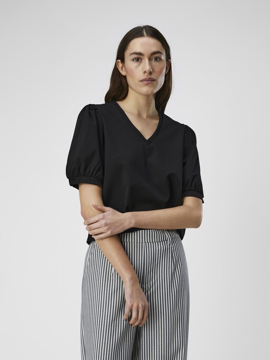 OBJECT PUFFÄRMEL T-SHIRT, Black, highres - 23041624_Black_003.jpg