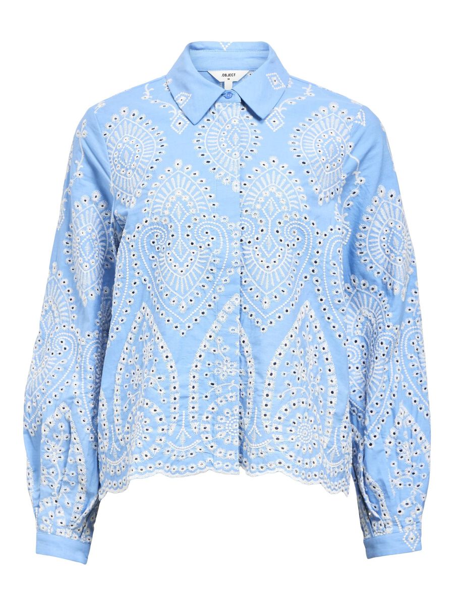OBJECT BRODERIE ANGLAISE SHIRT, Cornflower Blue, highres - 23045717_CornflowerBlue_1182964_001.jpg