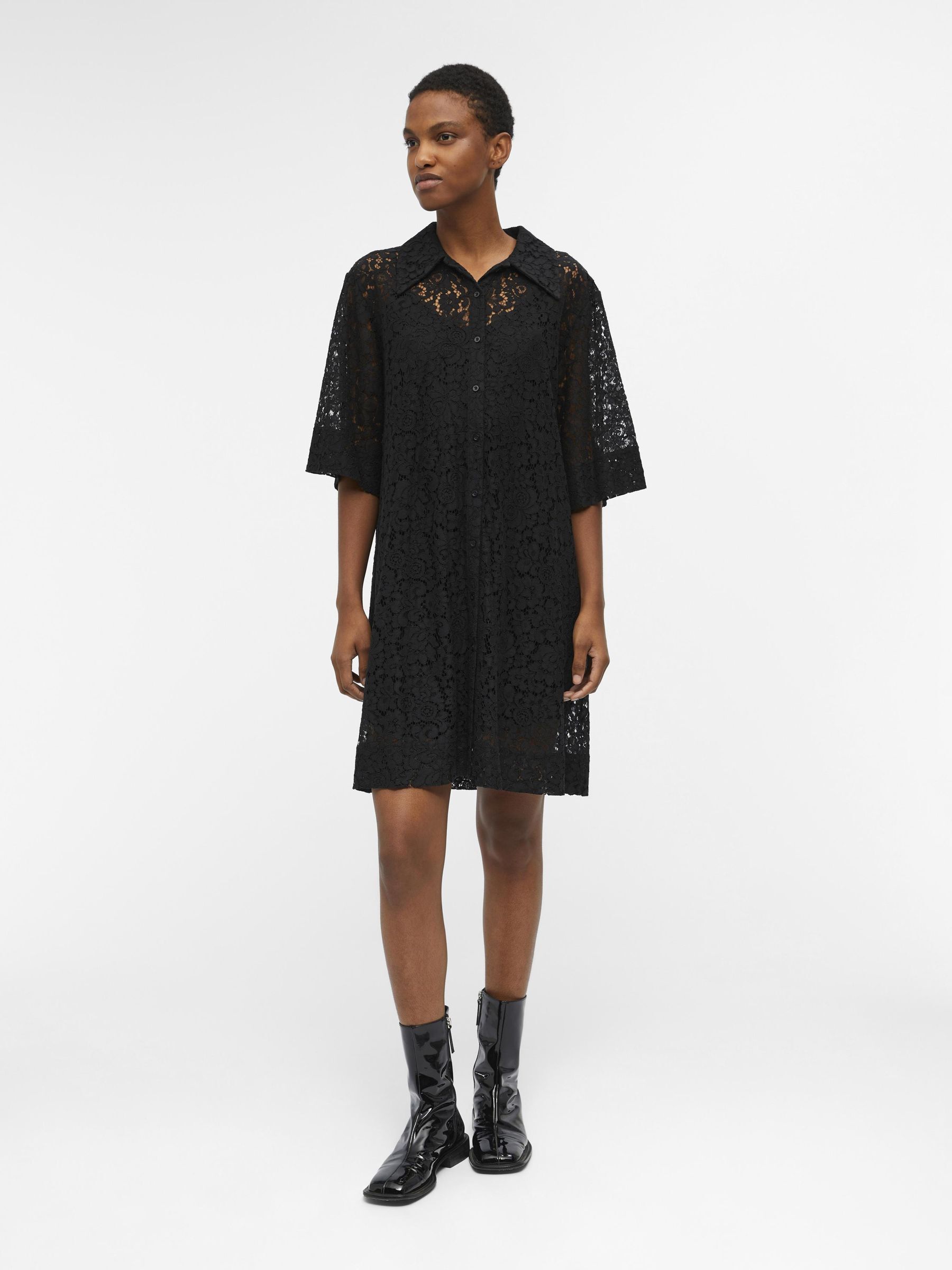 Zara black lace shirt dress sales