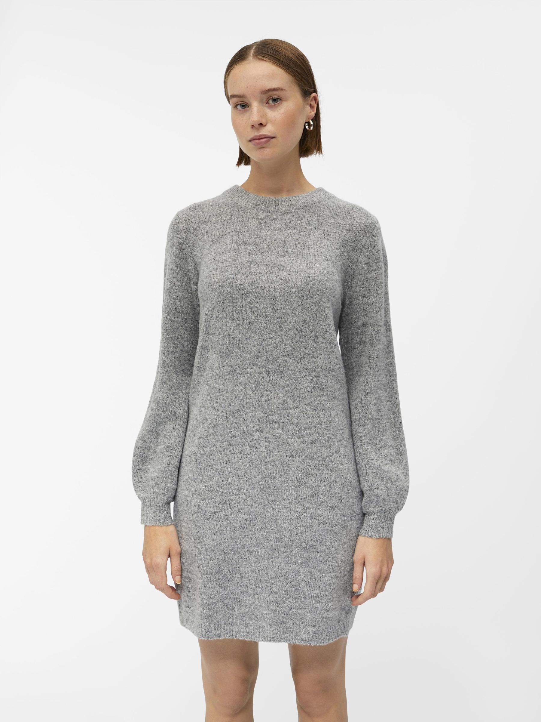 BALLOON SLEEVED KNITTED DRESS Grey .OBJECT CI UK