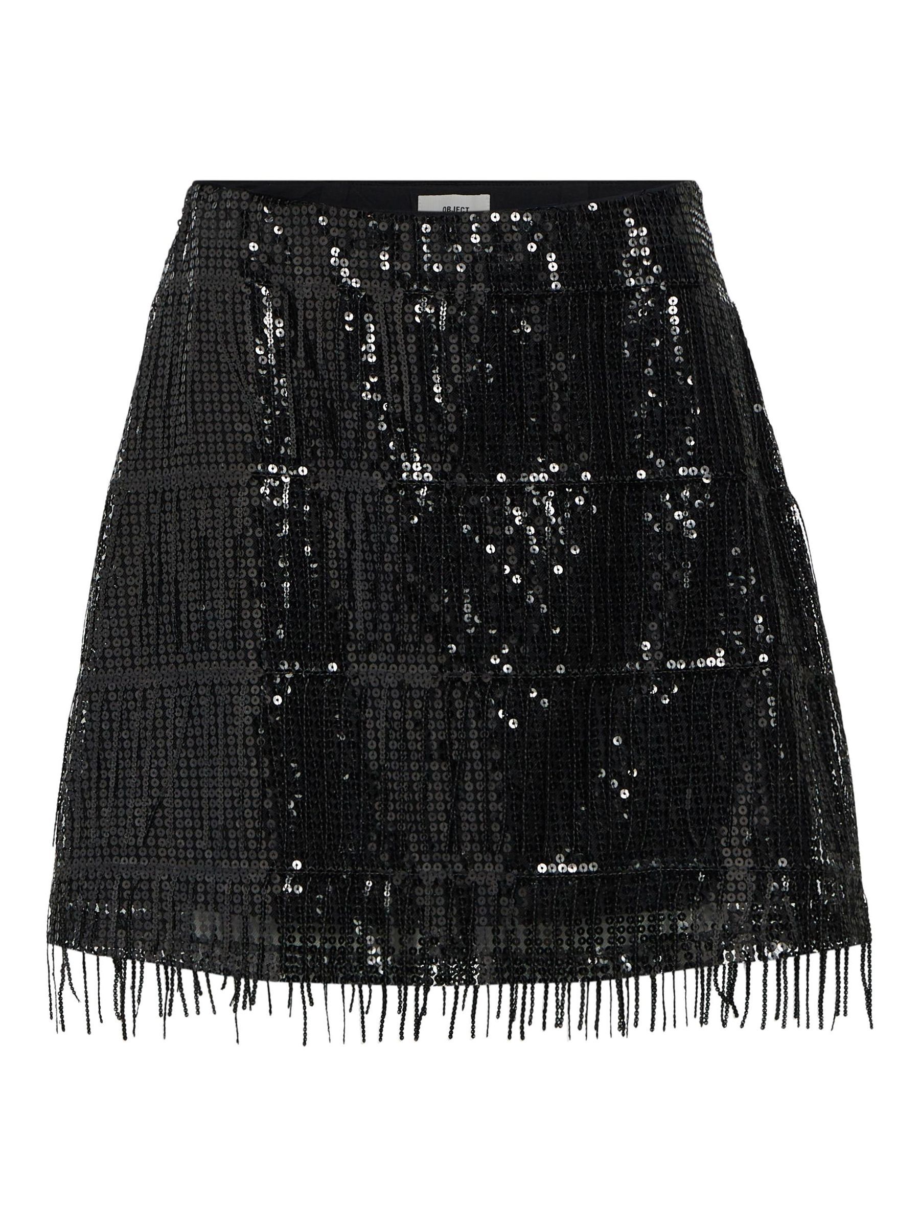 SEQUIN MINI SKIRT Black .OBJECT CI UK