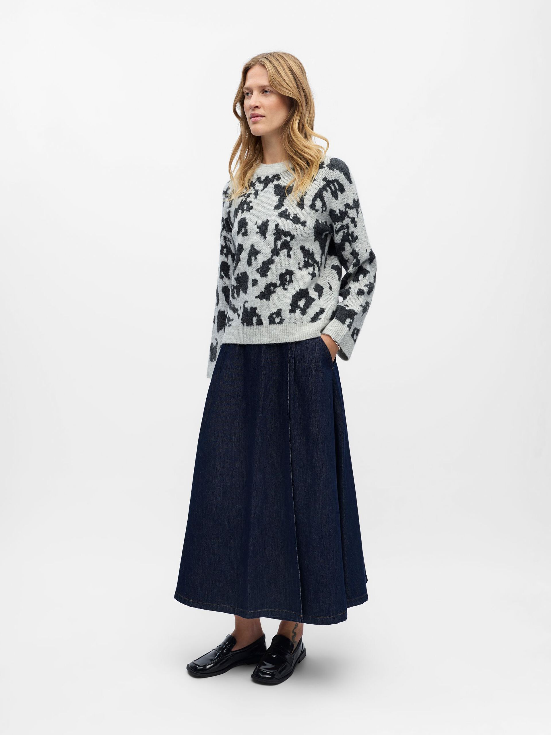 Carousel image - GEMUSTERTER STRICKPULLOVER, Light Grey Melange | 4