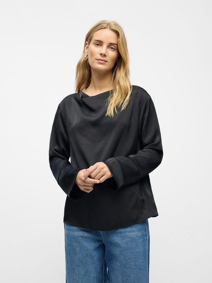 Product carousel image - COWL NECK TOP, Black | 1