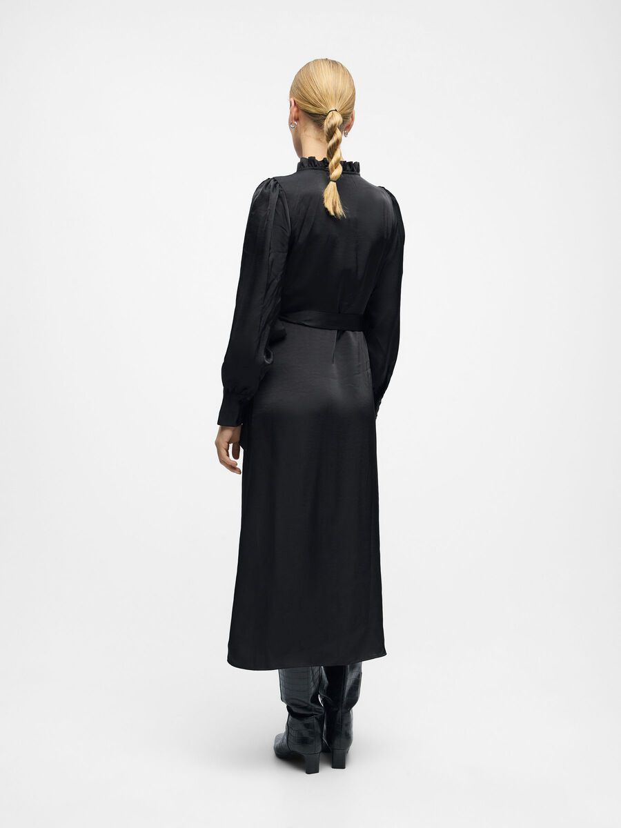 Product carousel image - MAXI LENGTH WRAP DRESS, Black | 2
