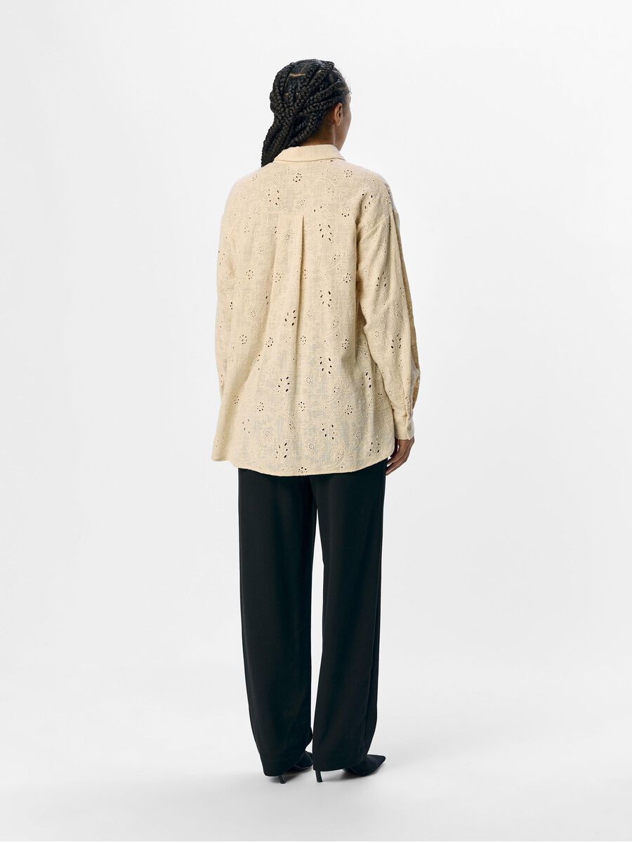OBJECT BRODERIE ANGLAISE SHIRT, Sandshell, highres - 23045986_Sandshell_004.jpg