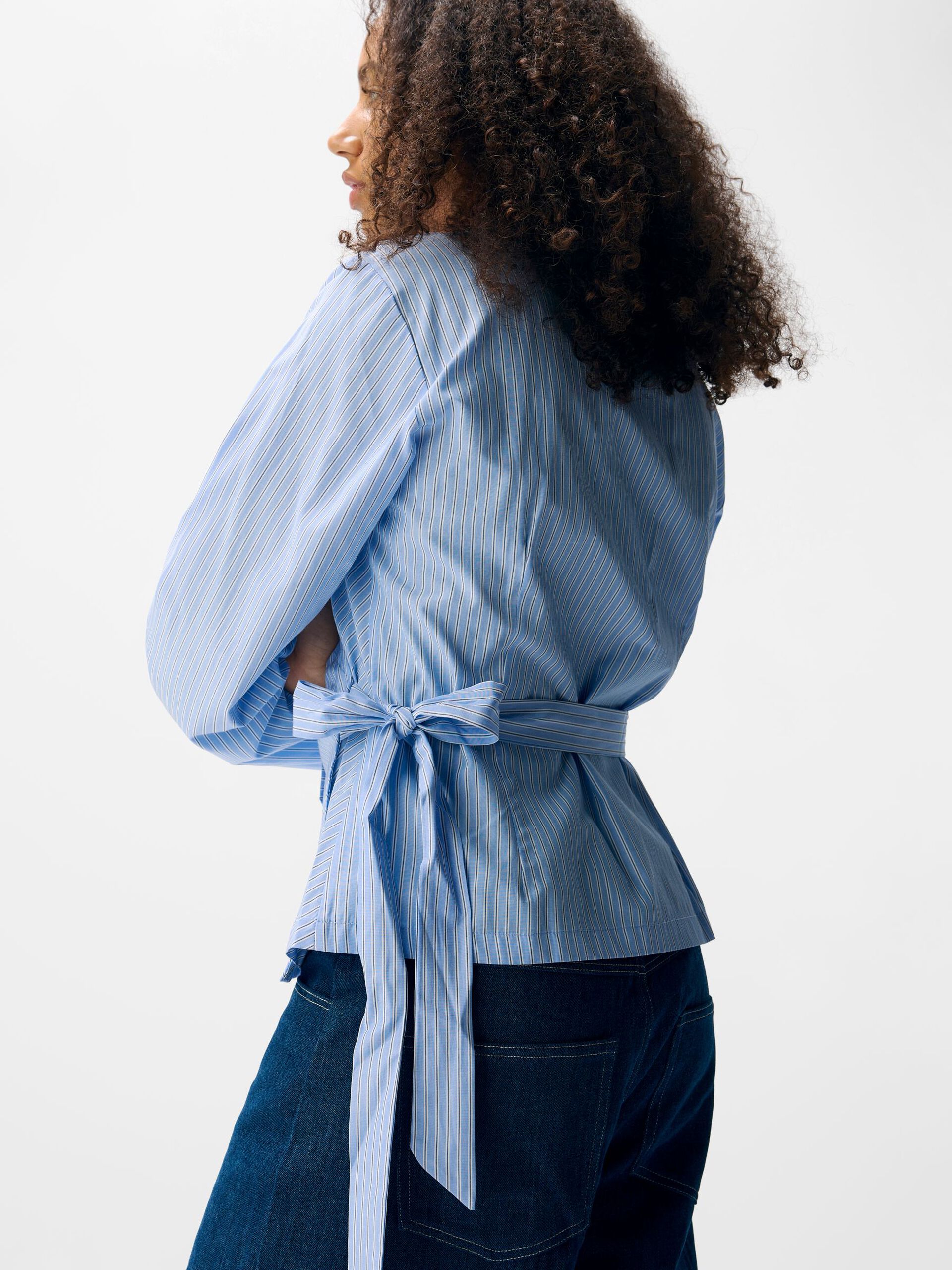 Carousel image - STRIPED WRAP TOP, Cornflower Blue | 6