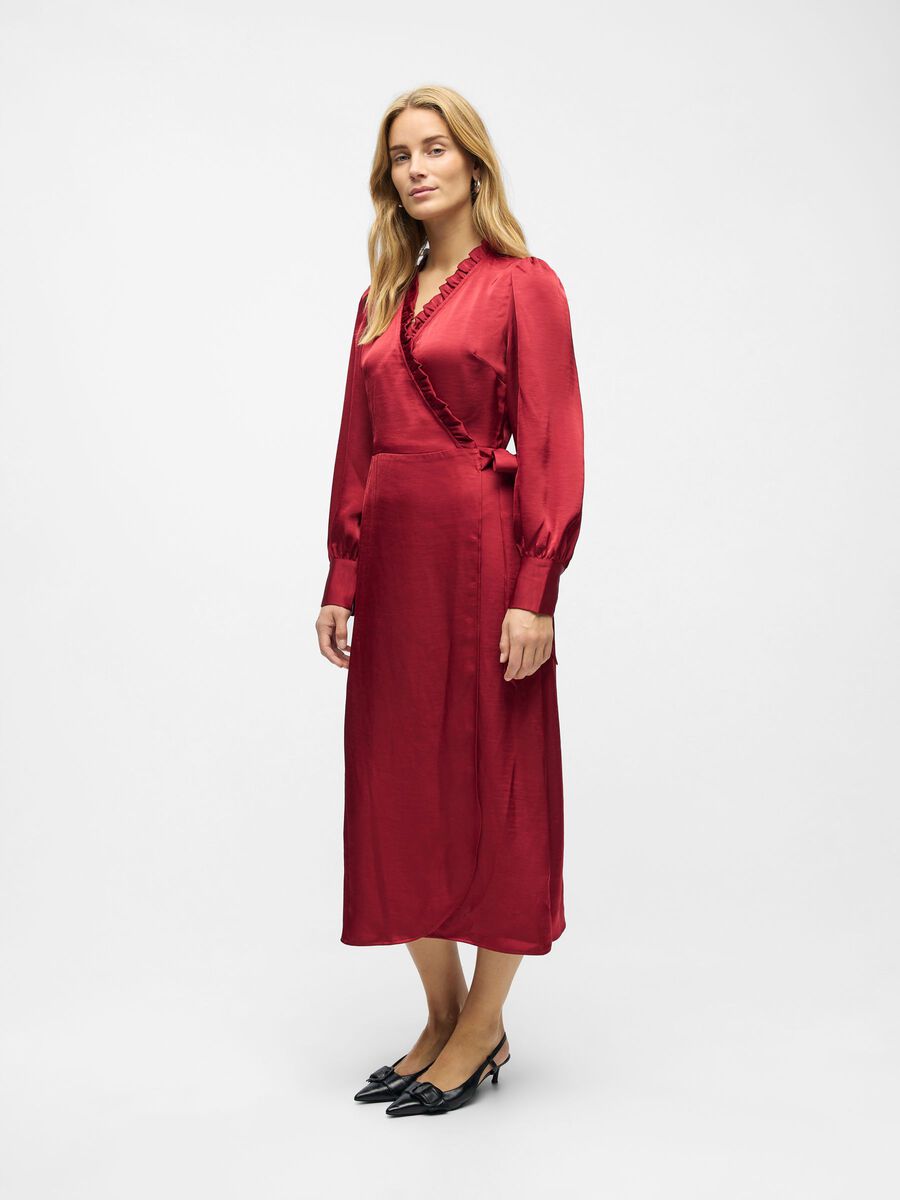 Product carousel image - MAXI LENGTH WRAP DRESS, Karanda Red | 1