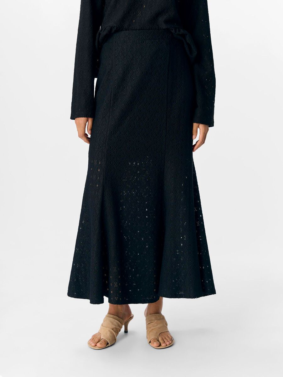 OBJECT BRODERIE MAXI SKIRT, Black, highres - 23047463_Black_003.jpg