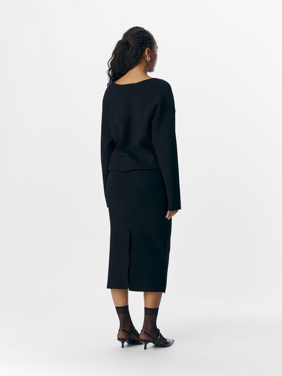 OBJECT KNITTED MAXI SKIRT, Black, highres - 23044290_Black_004.jpg