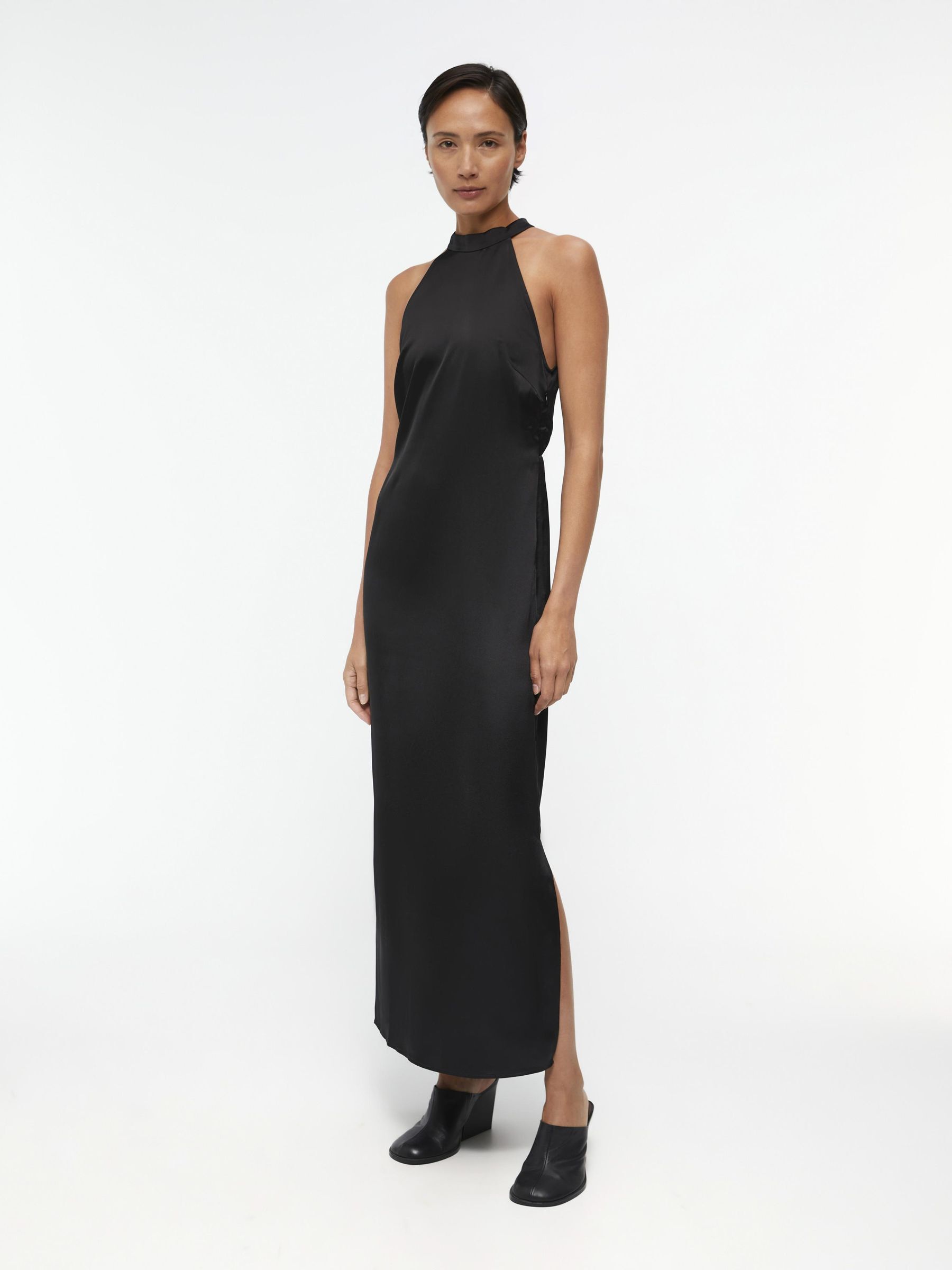 Black halter neck maxi dress top