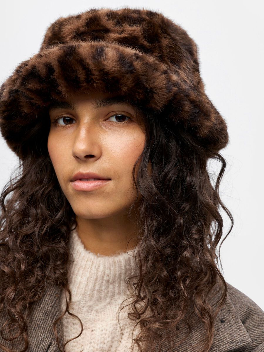 Product carousel image - FAUX FUR BUCKET HAT, Morel | 1