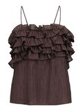 Product image thumbnail - RUFFLED STRAP TOP, Seal Brown | 1