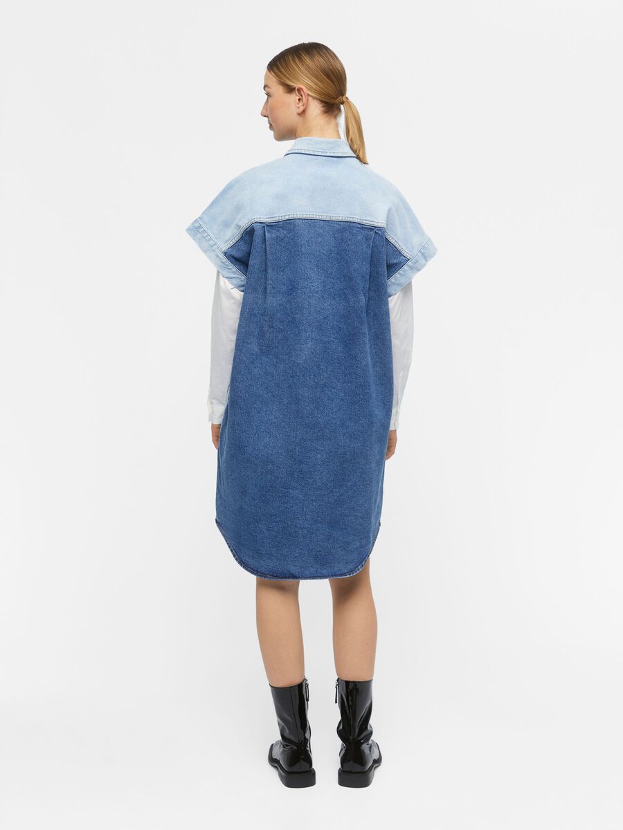 Carousel image - LONGLINE DENIM SHIRT, Medium Blue Denim | 6