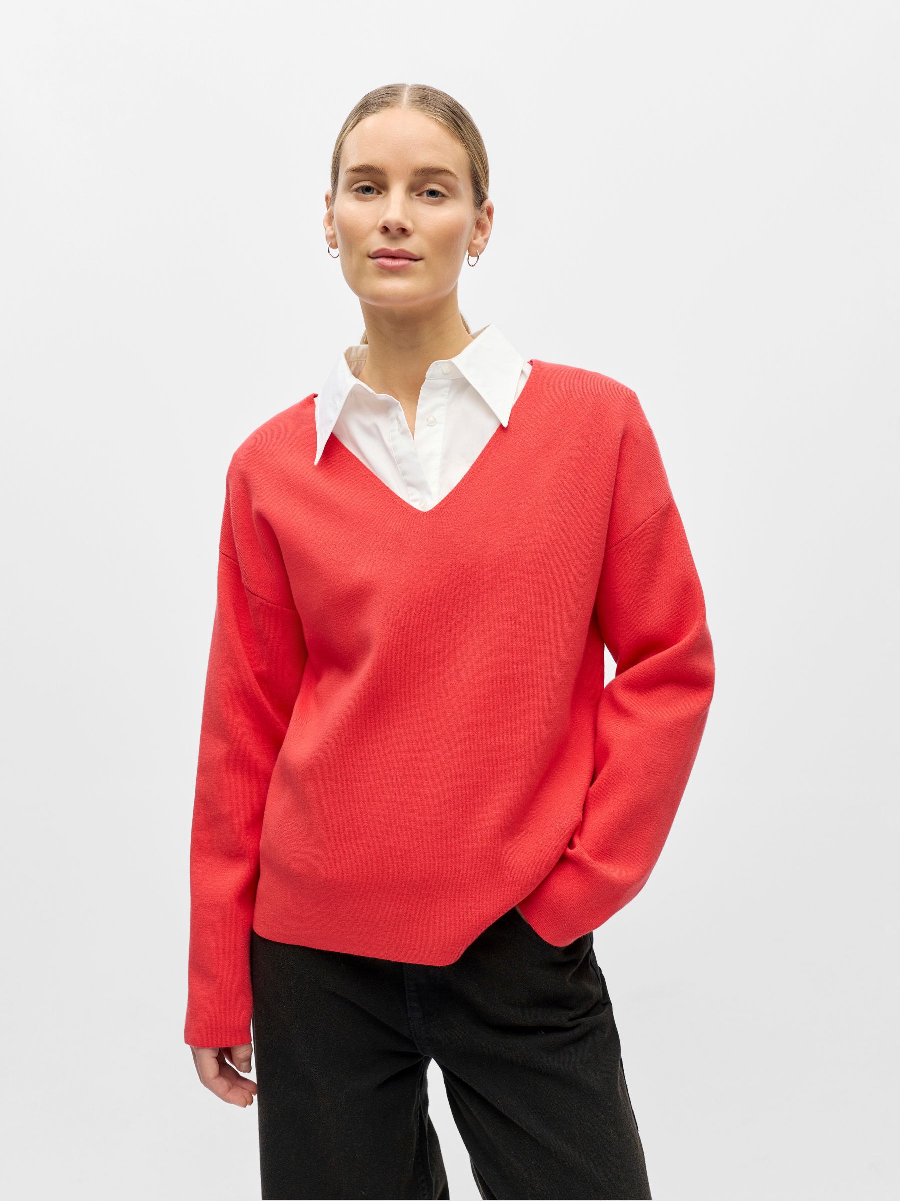 V-NECK KNITTED PULLOVER | Red | .OBJECT CI Ireland