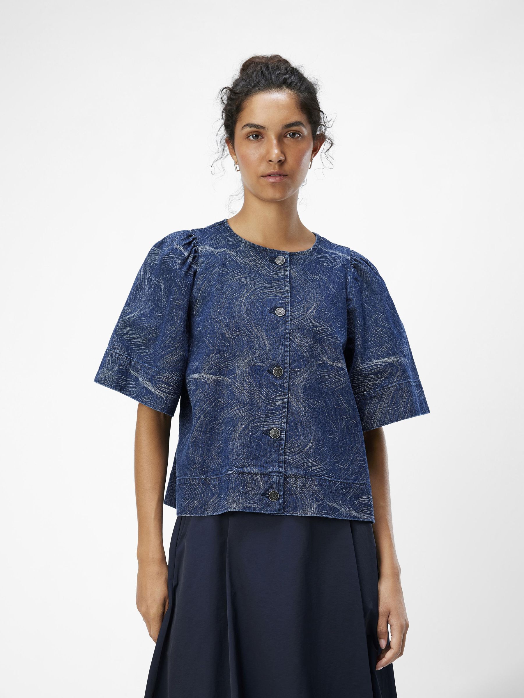 PRINTED DENIM SHIRT Blue .OBJECT CI UK