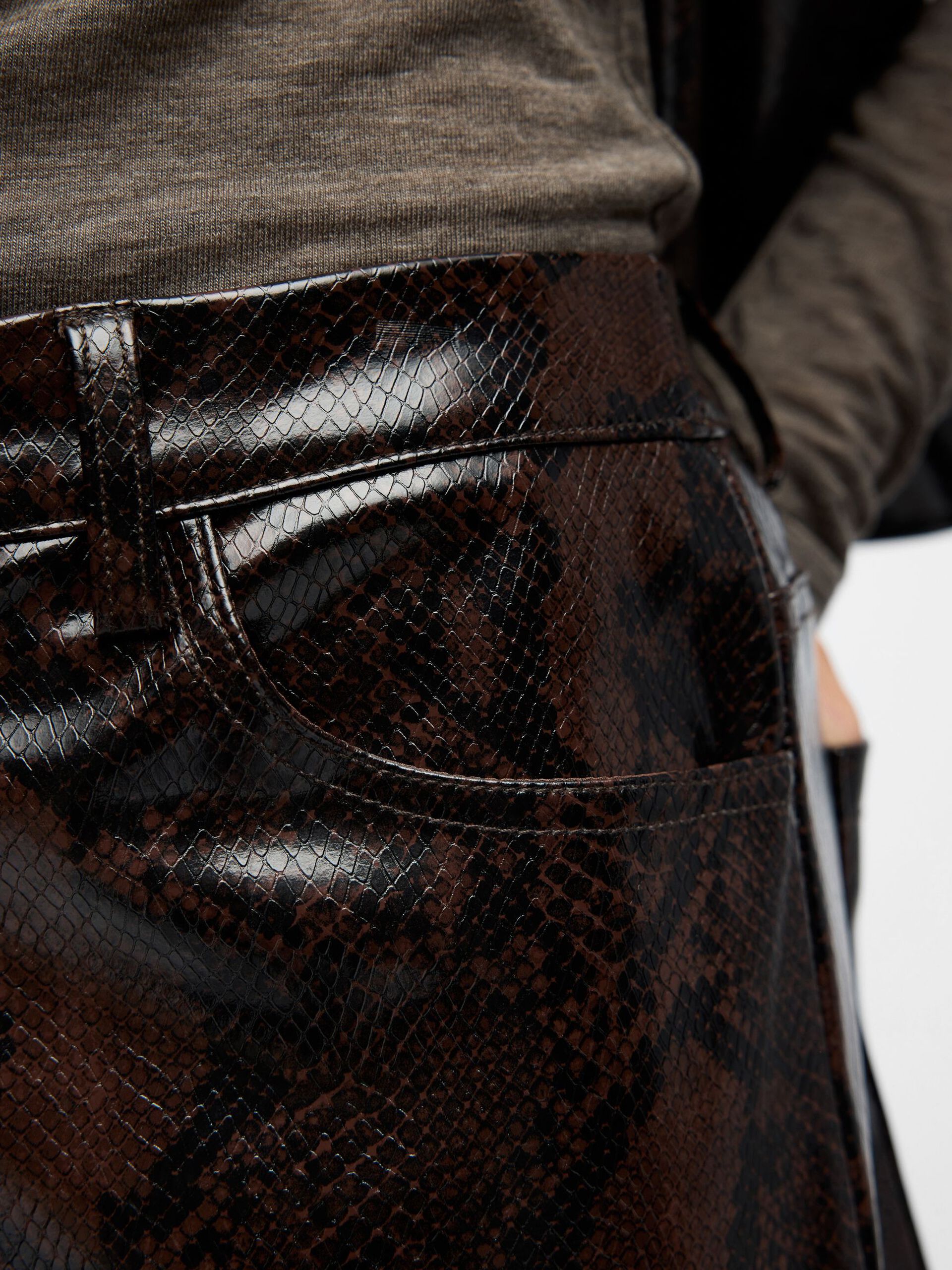 Carousel image - SNAKE PRINT TROUSERS, Seal Brown | 6