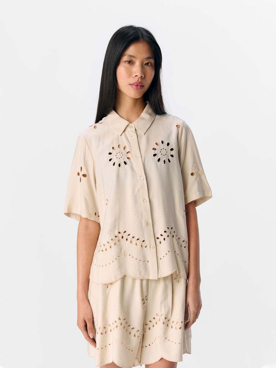 OBJECT BRODERIE ANGLAISE SHIRT, Sandshell, highres - 23046404_Sandshell_003.jpg