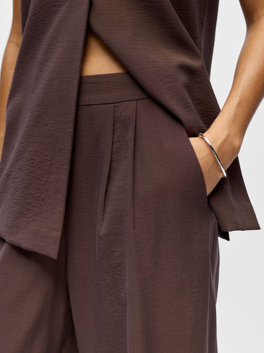 Carousel image - &Agrave; TAILLE HAUTE PANTALON &Agrave; JAMBE AMPLE, Seal Brown | 5