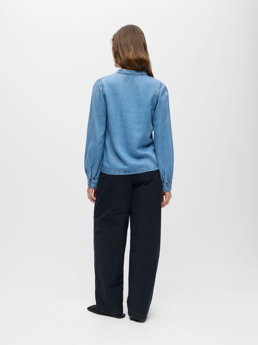 Product carousel image - V-NECK  DENIM SHIRT, Light Blue Denim | 2