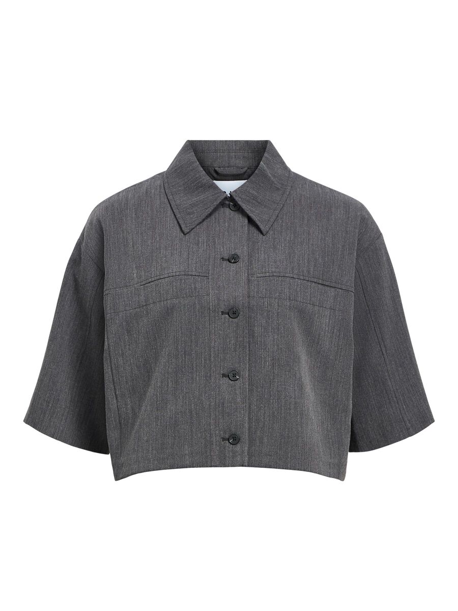 OBJECT CROPPED SKJORTE, Dark Grey Melange, highres - 23047371_DarkGreyMelange_001.jpg