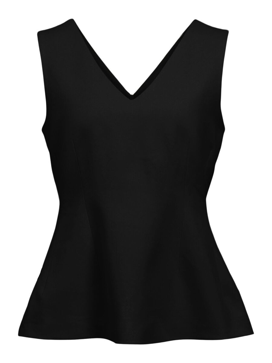 Product carousel image - MOD&Egrave;LE EFFET BASQUE AVEC COL EN V TOP, Black | 2