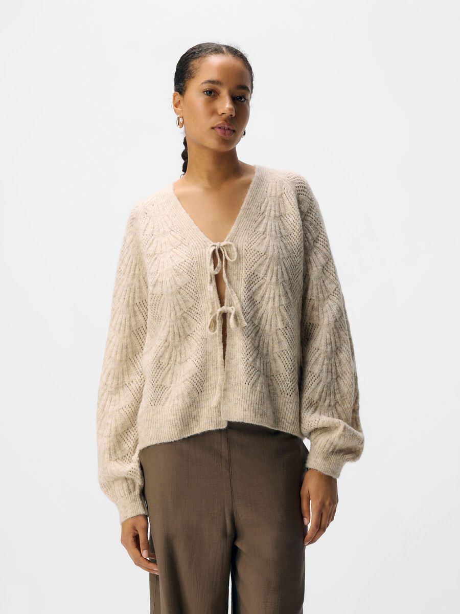 Carousel image - BOW CARDIGAN, White Sand | 2
