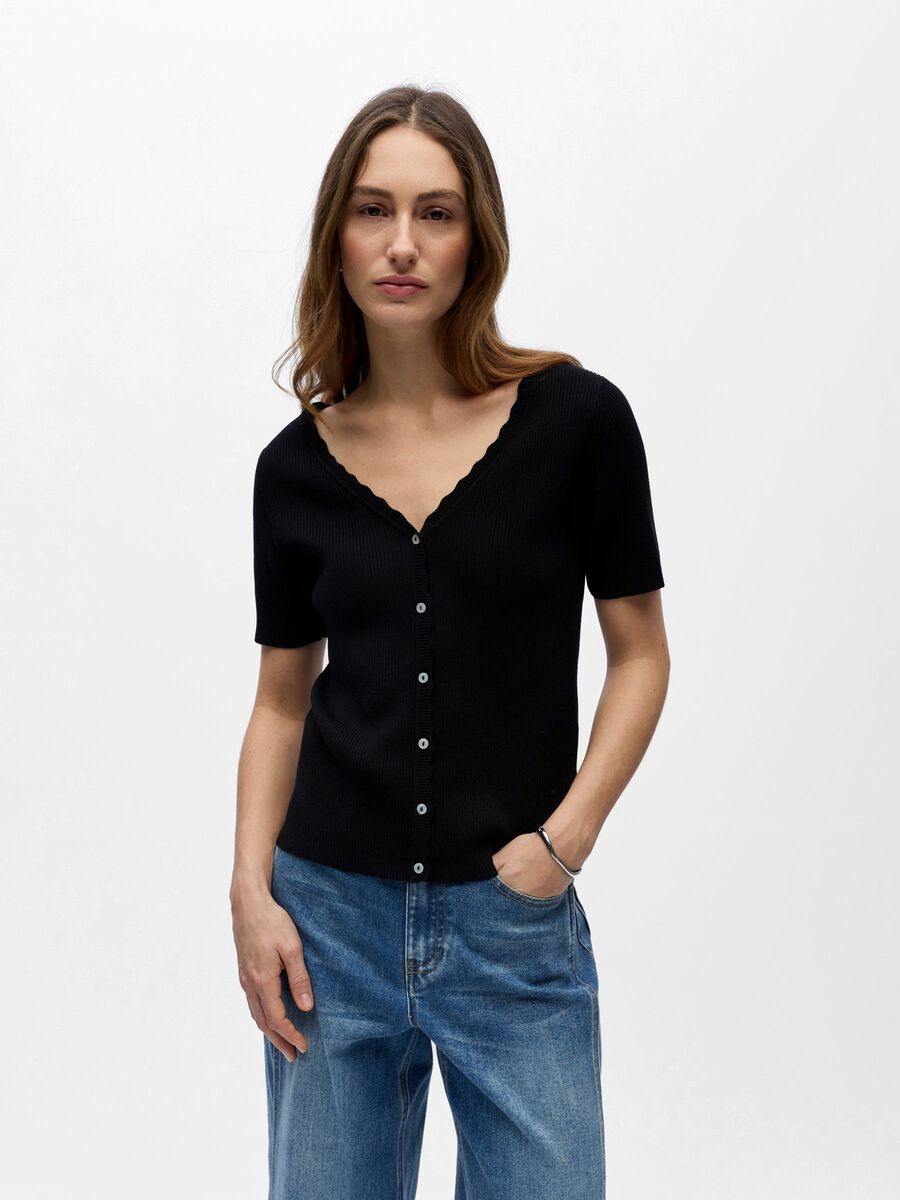 Product carousel image - KORT&AElig;RMET CARDIGAN, Black | 1