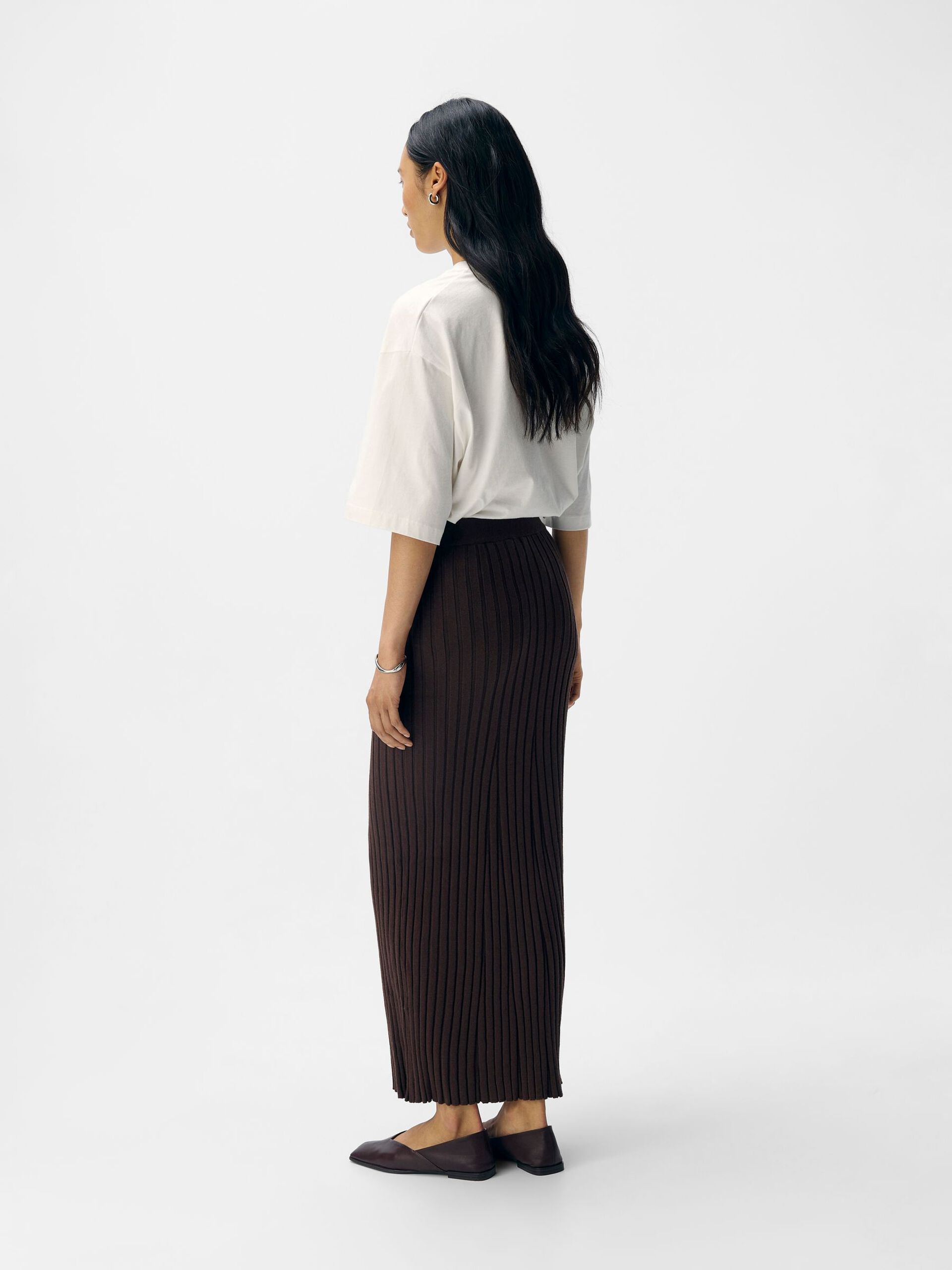 Carousel image - LONG KNITTED SKIRT, Seal Brown | 3