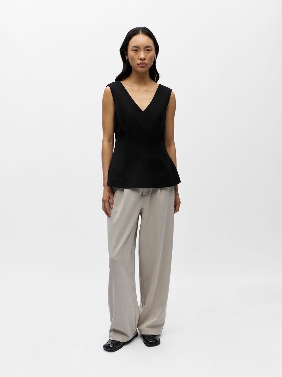 Carousel image - V-HALS PEPLUM TOP, Black | 4