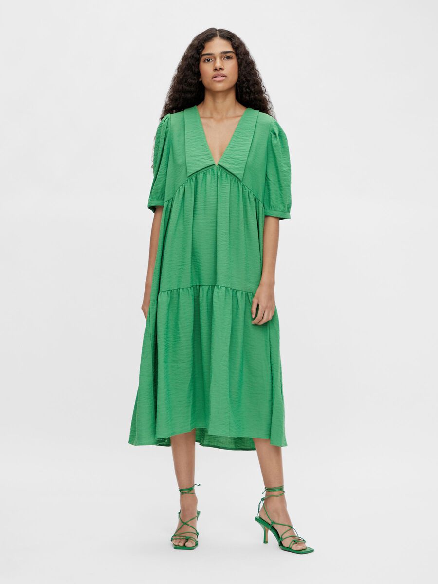 Object Collectors Item CHELSEA COLLAR PUFF SLEEVED DRESS, Artichoke Green, highres - 23038344_ArtichokeGreen_003.jpg