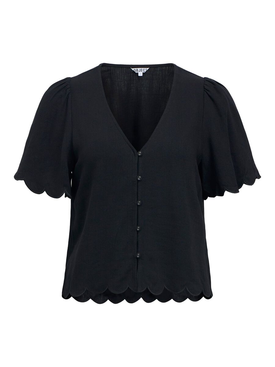 Carousel image - V-NECK BLOUSE, Black | 1