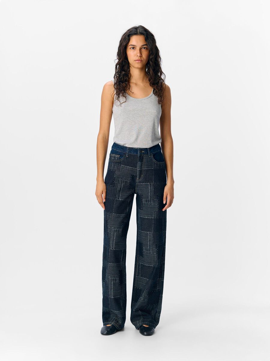OBJECT PATCHWORK JEAN À COUPE AMPLE, Dark Blue Denim, highres - 23047615_DarkBlueDenim_005.jpg