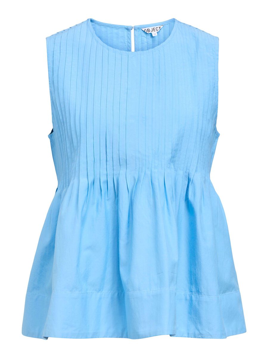 Product carousel image - PLEATED PEPLUM TOP, Little Boy Blue | 2