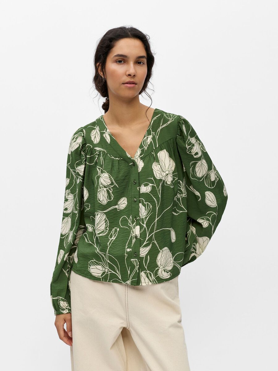 Product carousel image - BLUSA DE CUELLO EN PICO, Bronze Green | 1