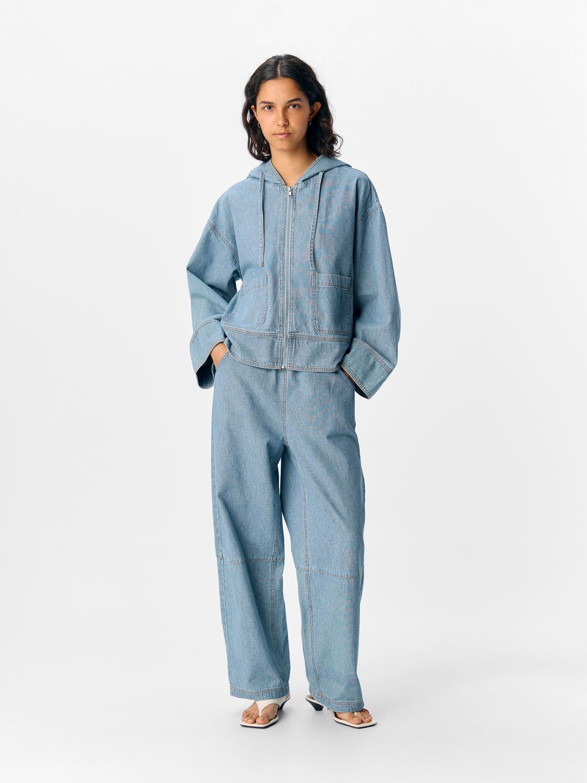 Carousel image - DENIM HOODIE, Light Blue Denim | 4