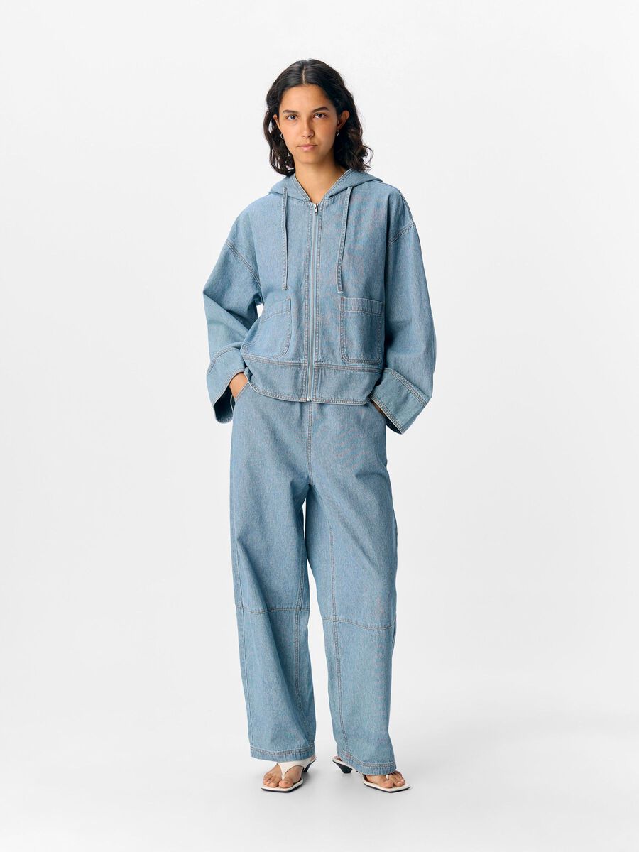 Carousel image - FELPA CON CAPPUCCIO, Light Blue Denim | 4