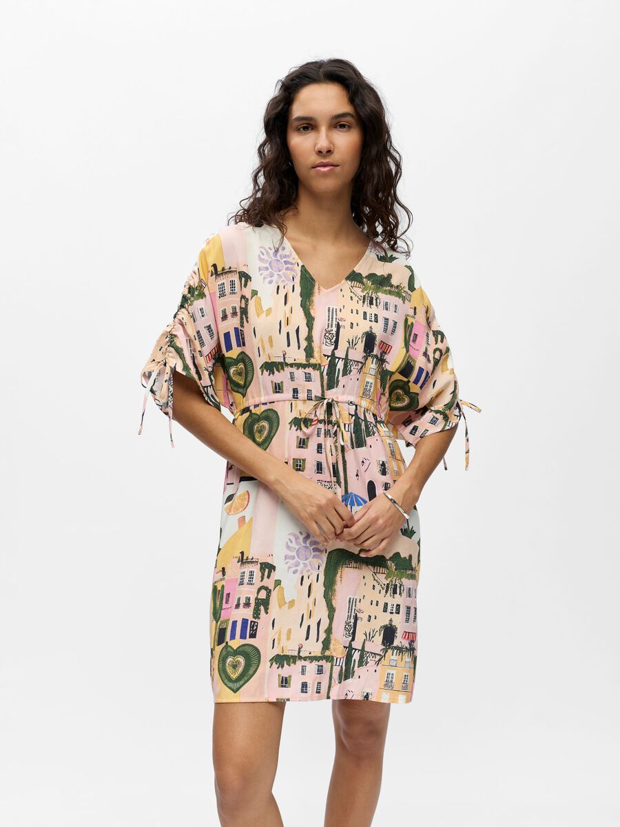 Product carousel image - PRINTED MINI DRESS, Begonia Pink | 1