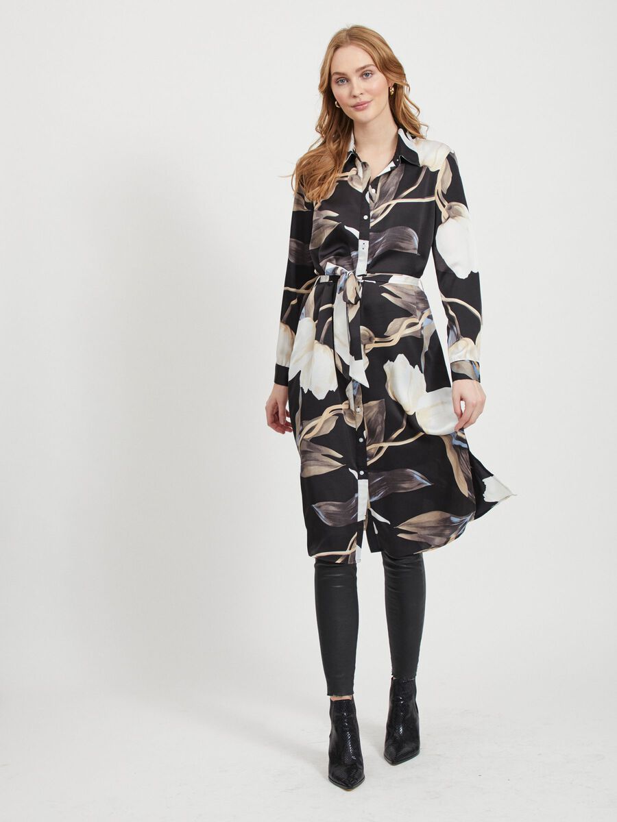 OBJECT WAIST TIE SHIRT DRESS, Black, highres - 23032302_Black_751443_003.jpg