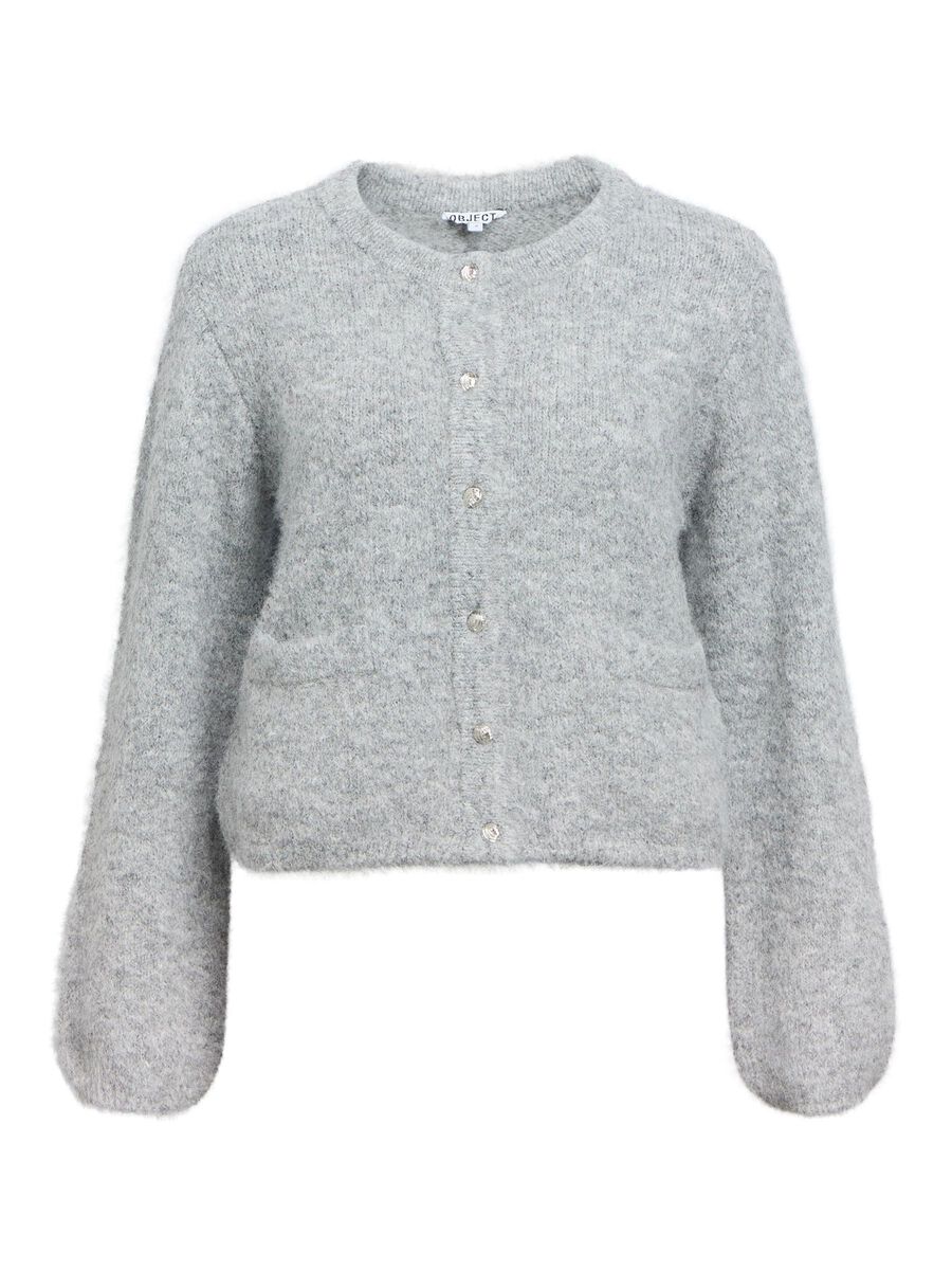 Carousel image - STRIKKET CARDIGAN, Medium Grey Melange | 1