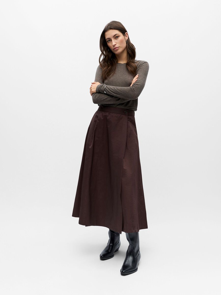 Carousel image - HIGH WAISTED MIDI SKIRT, Seal Brown | 3