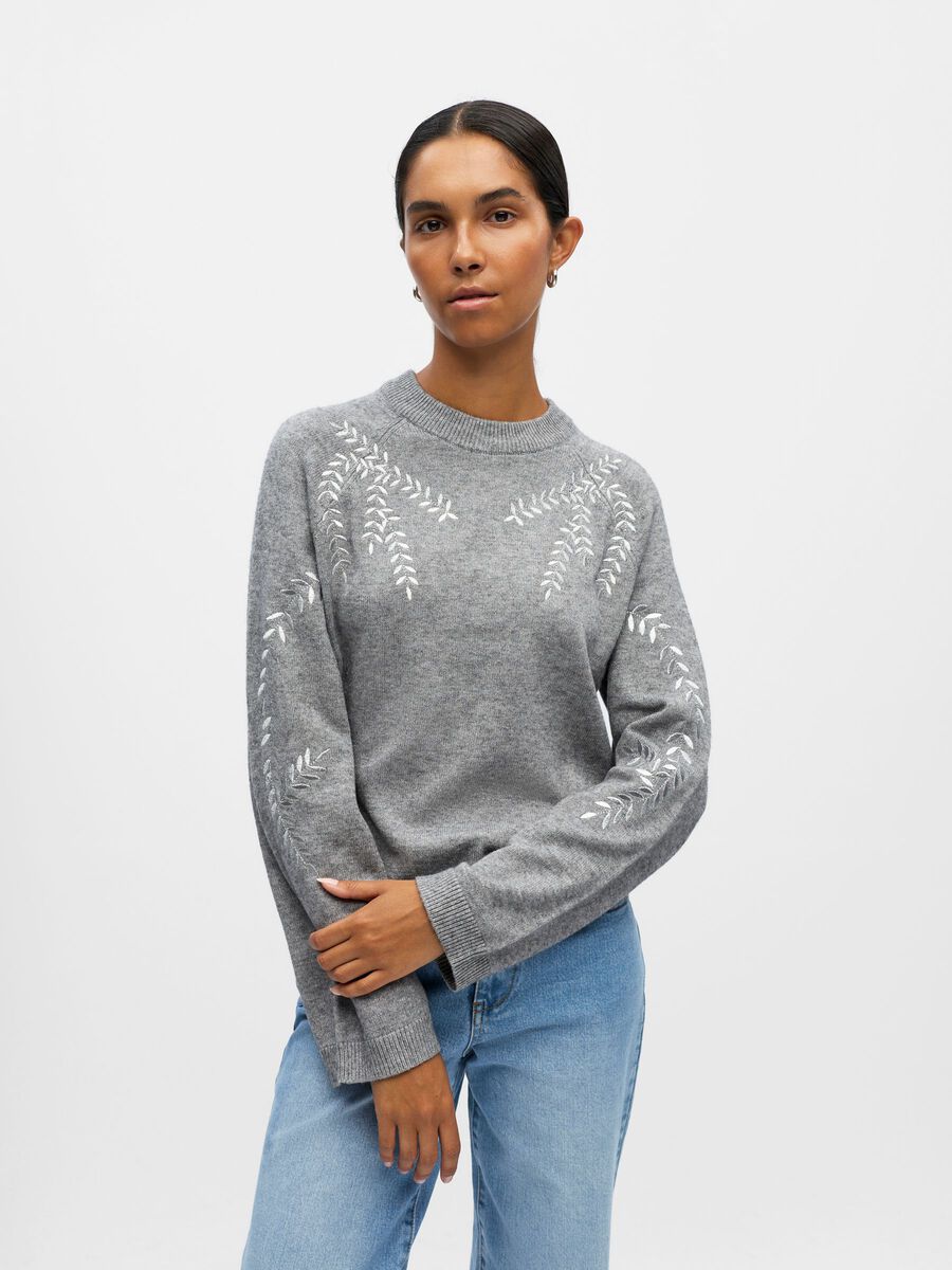 Product carousel image - KNITTED PULLOVER, Medium Grey Melange | 1
