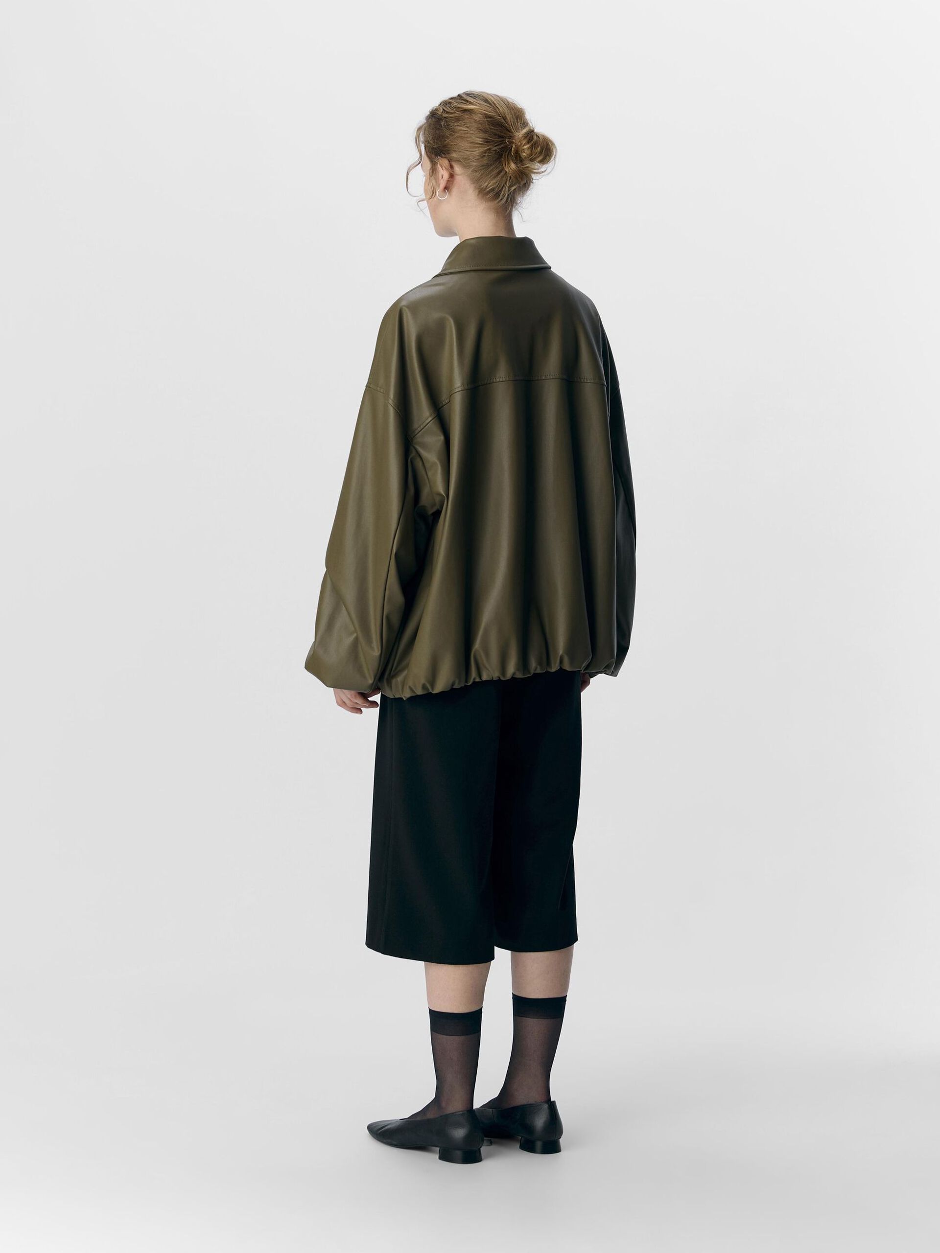 Carousel image - FAUX LEATHER BOMBER JACKET, Capulet Olive | 3