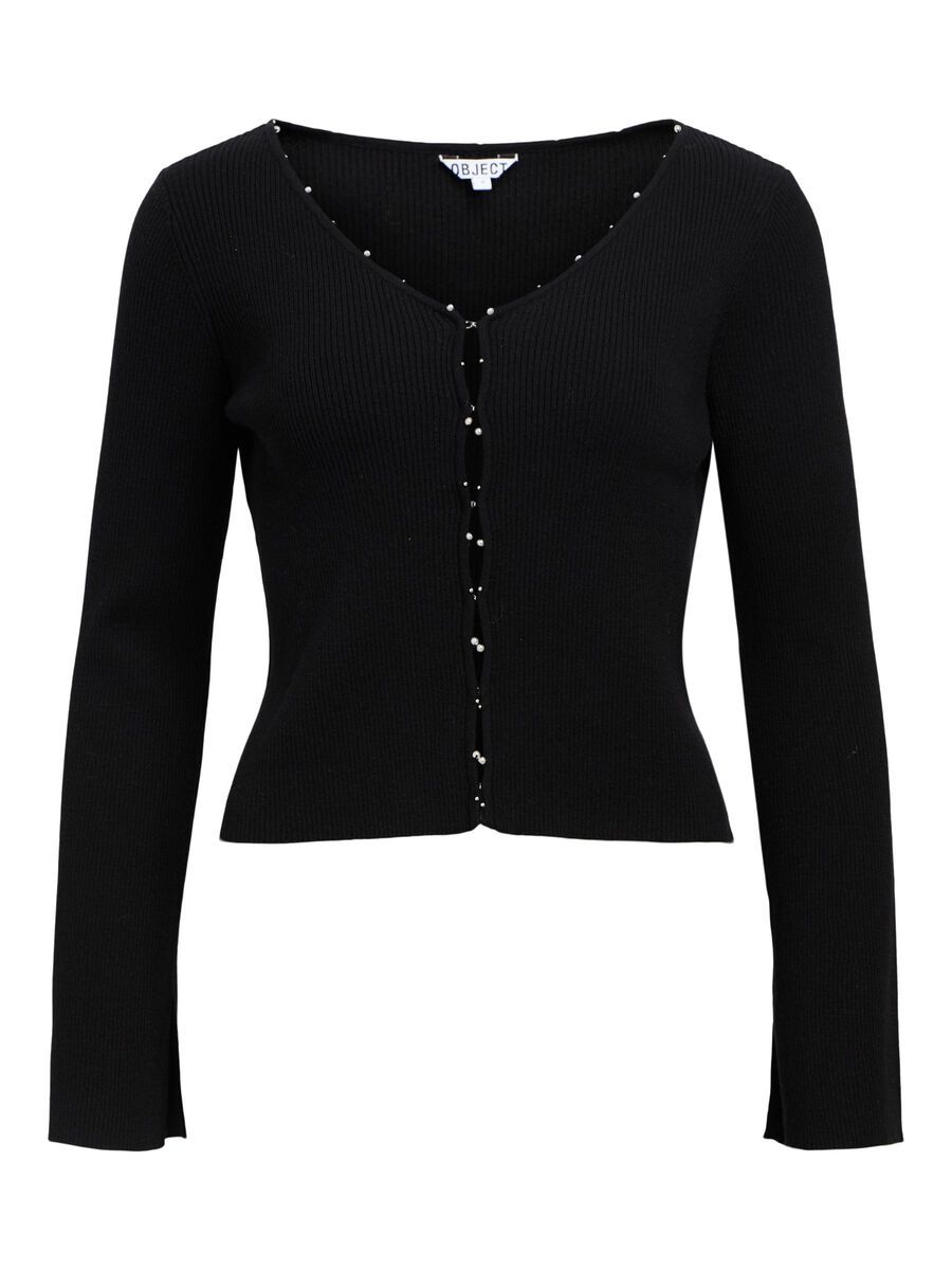 OBJECT LIGHTWEIGHT KNITTED CARDIGAN, Black, highres - 23046073_Black_001.jpg
