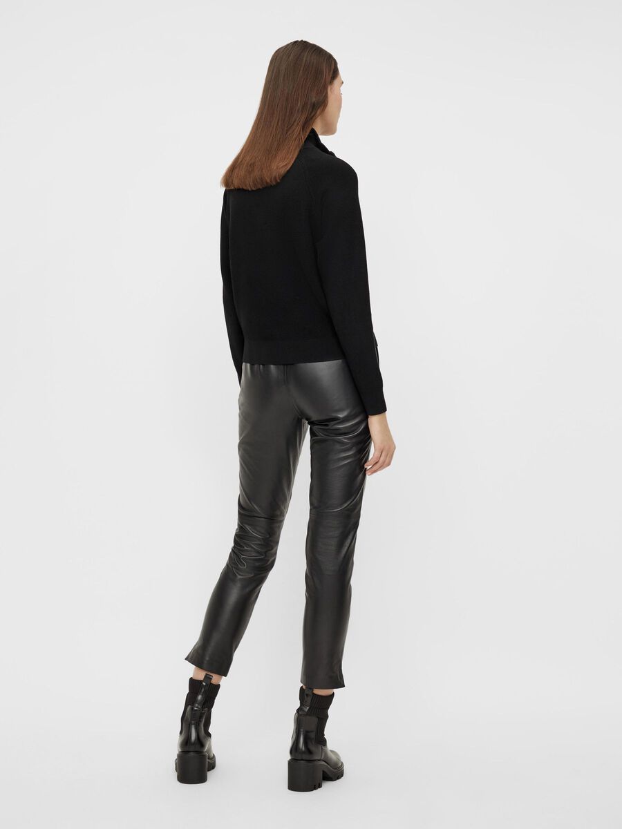 Carousel image - HIGH NECK ZIP CARDIGAN, Black | 3