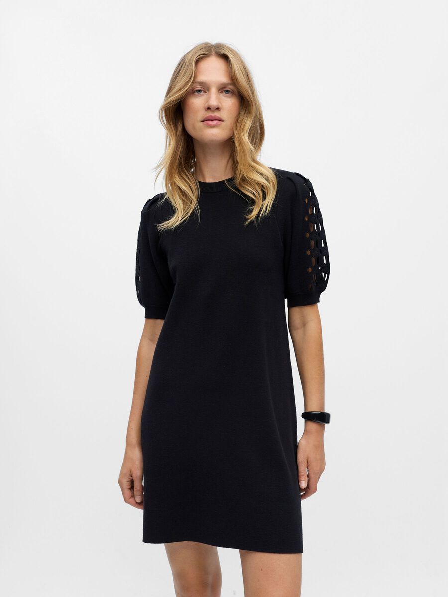 Product carousel image - KNITTED MINI DRESS, Black | 1
