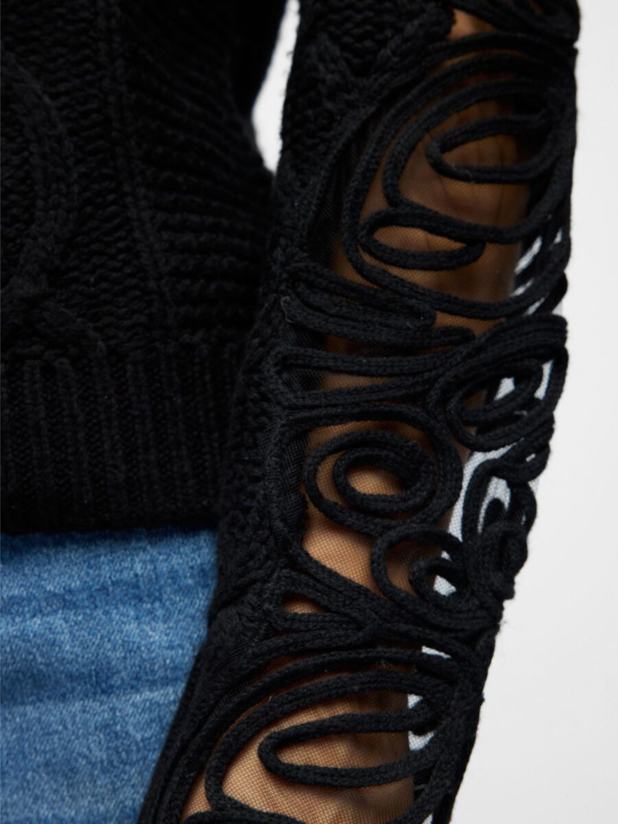 Carousel image - CHUNKY KNIT PULLOVER, Black | 5