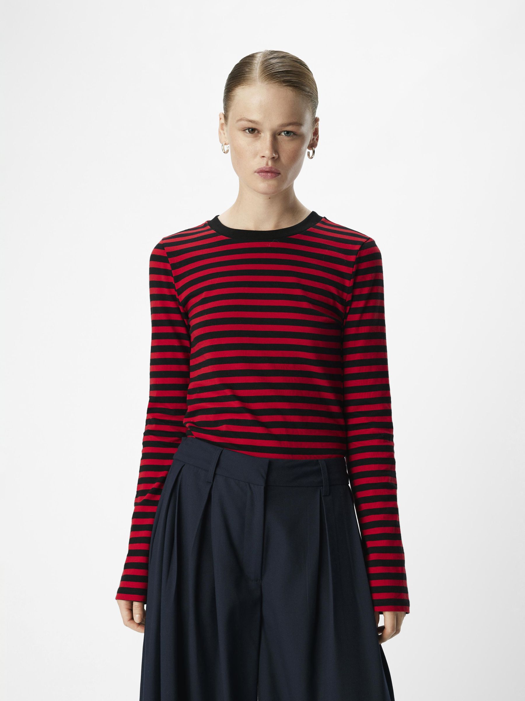 Black and red striped long sleeve shirt clearance