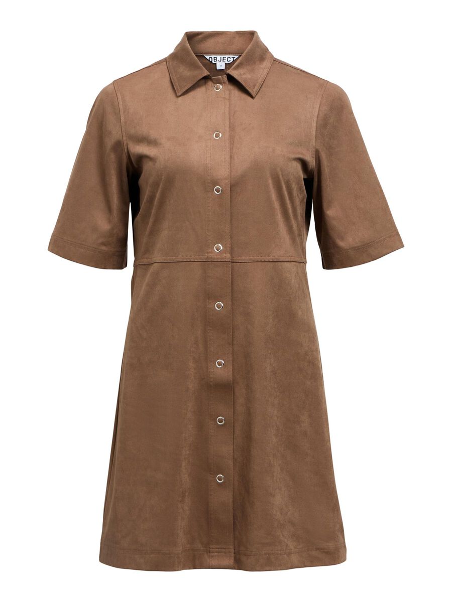 Carousel image - MINI LENGTH SHIRT DRESS, Dark Earth | 1