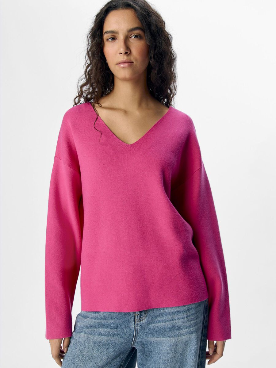 Carousel image - V-AUSSCHNITT STRICKPULLOVER, Raspberry Sorbet | 5