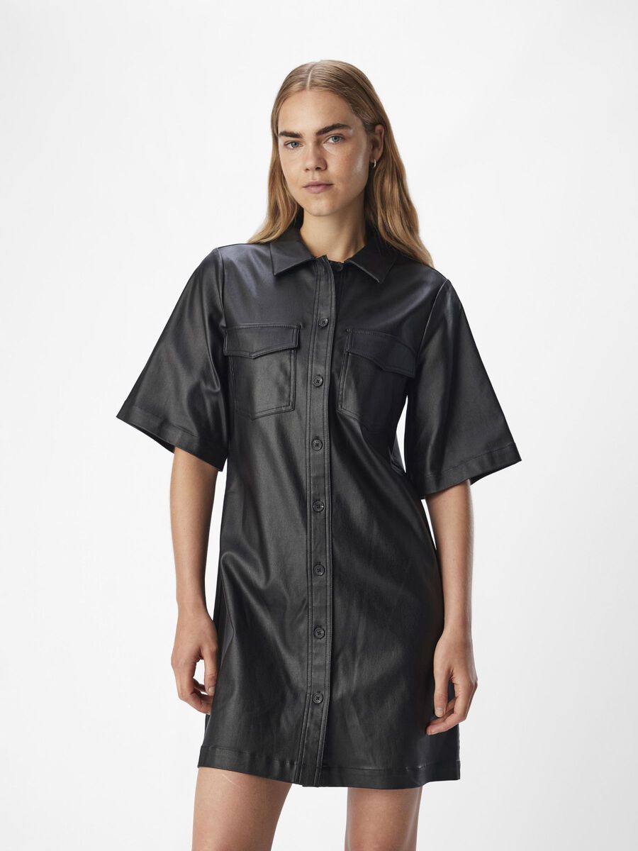 OBJECT COATED SHIRT DRESS, Black, highres - 23045261_Black_003.jpg
